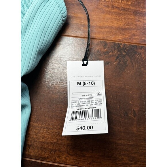 NWT Shade & Shore Low Coverage Blue Cut out One Piece Swim Suit Sz M - Picture 3 of 5